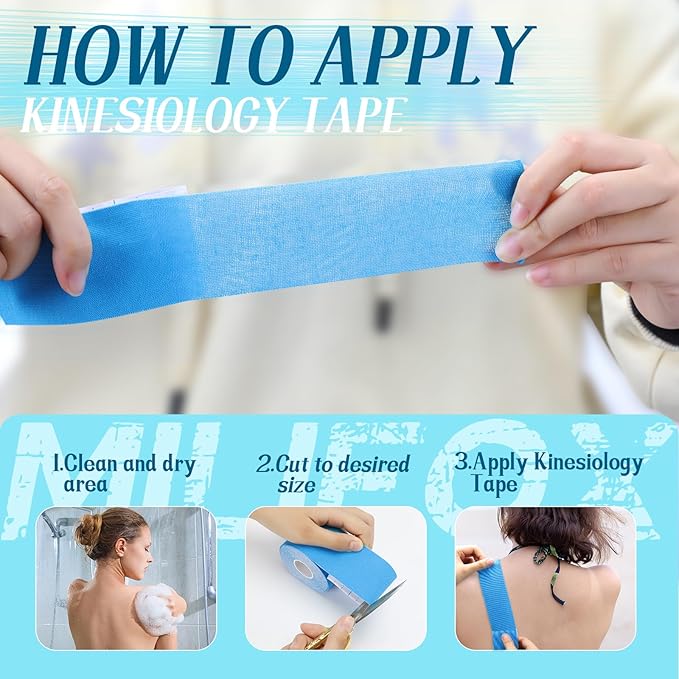 2 Rolls Kinesiology Tape, Waterproof Kinetic Tape 1.97 in x 16.4 ft, Uncut Cotton Elastic Athletic Strips for Knee, Shoulder, Ankle, Muscle Support (Blue and Blue Camouflage)