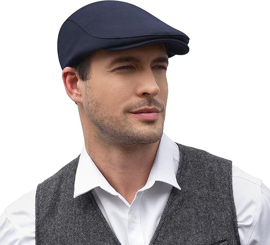 KUJUHA Men's Newsboy Cap Cotton Flat Ivy Gatsby Newsboy Hat Driving Hat Irish Cabbie Hunting Caps Winter Hat