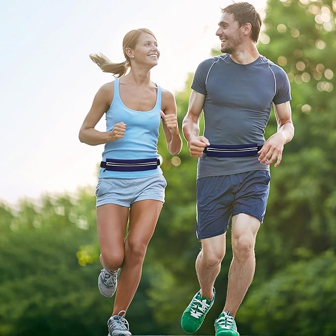 Slim Running Belt For Men and Women Waist Fanny Pack Phone Holder Pouch Bag Reflective Zipper Pocket Workout Cycling Fitness