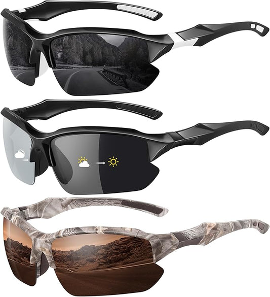 XVXV Polarized Sports Sunglasses for Men - UV Protection Half Frame Sun Glasses for Running Fishing