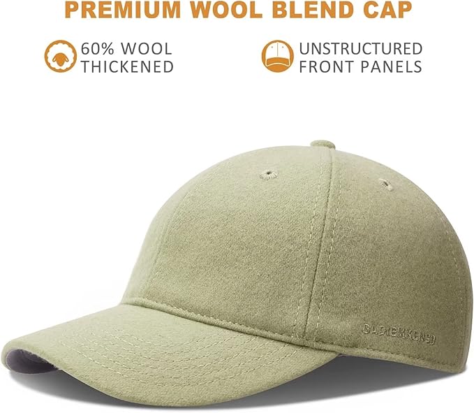 GADIEMKENSD Unstructured Wool Baseball Caps Winter Warm Hat Adjustable