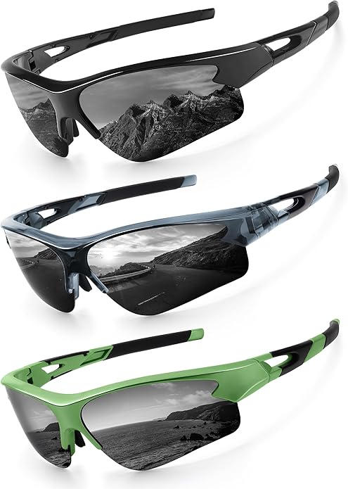 KALIYADI Sports Sunglasses for Men, Polarized Sun Glasses for Men Women Youth Baseball Softball with UV Protection