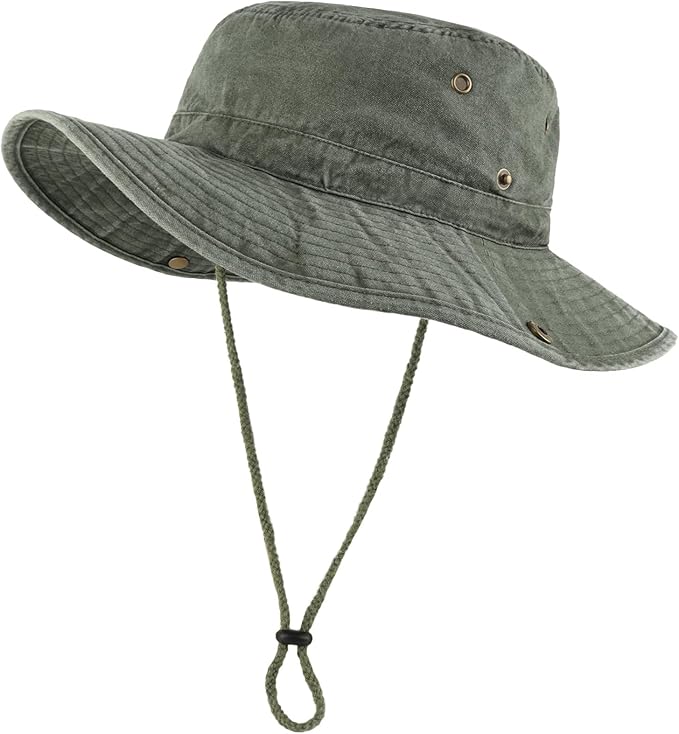 Zylioo XXL Boonie Sun Hats Washed,Oversized Wide Floppy Brim Hiking Hat for Big Heads,Large Cooling Hats with Chin Strap