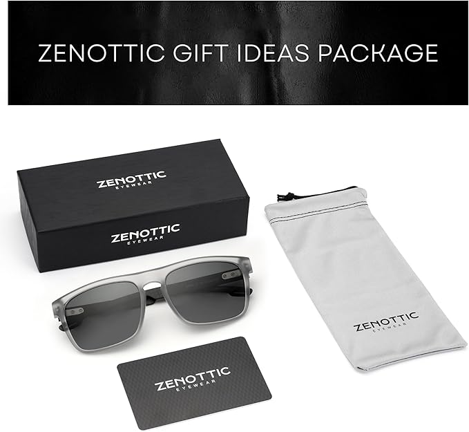 ZENOTTIC Polarized Sunglasses Men Square: Unbreakable TR90 Frame Carbon Fiber Temple UV400 Protection Sun Glasses for Driving