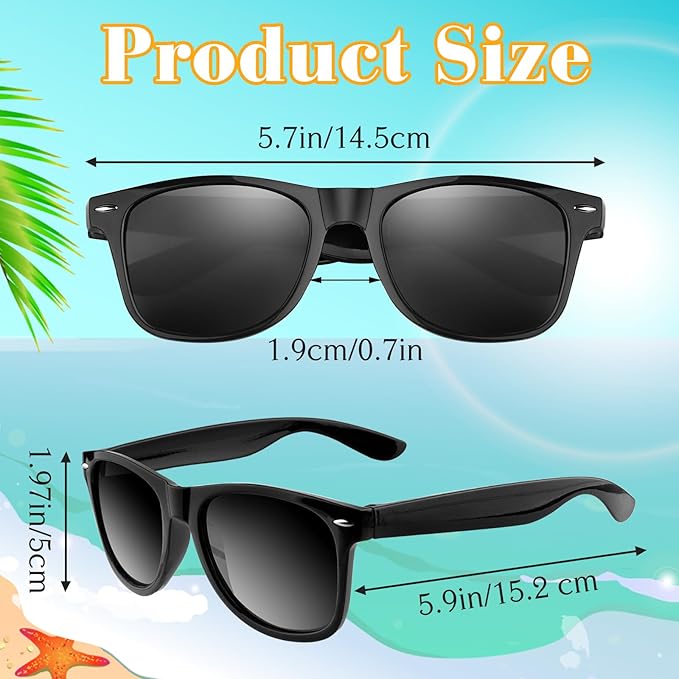 ASTARON Black Sunglasses Bulk, 6/12/24/48 Pack Sunglasses Party Favors for Summer Beach Pool Birthday Wedding Party Supplies