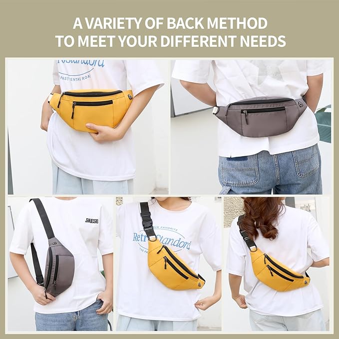 DAITET Crossbody Fanny Pack for Men&Women,Large Waist Bag & Hip Bum Bag with Adjustable Strap for Outdoors Workout Traveling Casual Running Hiking Cycling