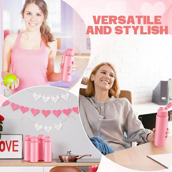 Mifoci 20 Pieces Water Bottle Bulk 17 oz Plastic Water Bottles Bulk Gym Sports Adults Reusable Large Bottles with Leak Proof Flip Top for Party Outdoor(Regular Style,Solid Pink)