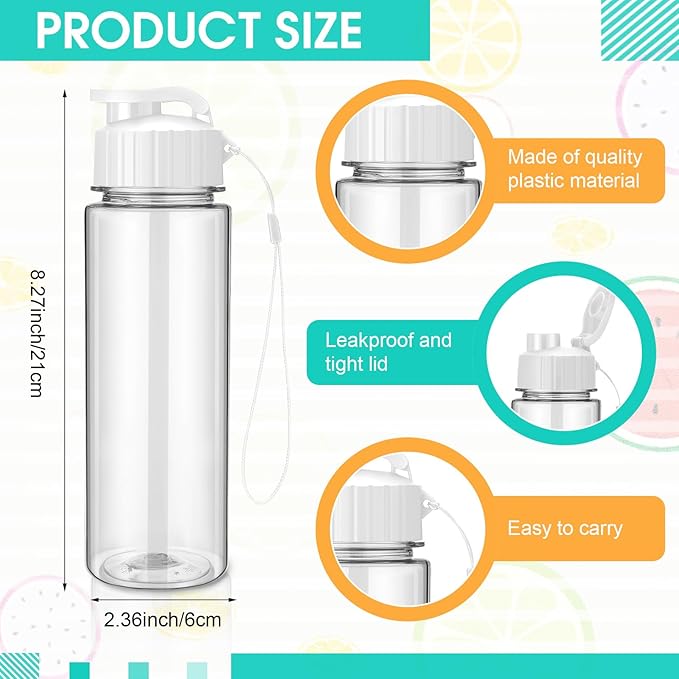 Mifoci 20 Pieces Water Bottle Bulk 17 oz Plastic Water Bottles Bulk Gym Sports Adults Reusable Large Bottles with Leak Proof Flip Top for Party Outdoor(Regular Style,White)