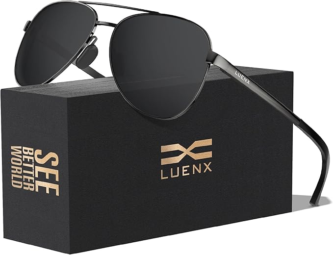 LUENX Aviator Sunglasses for Men Women Polarized - UV400 Protection, Stylish Shades, Driving, Outdoor Activities