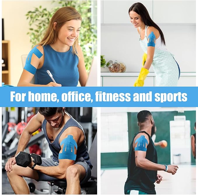 10 Pcs Precut Tape for Shoulder, Breathable Latex-Free Athletic Tape, Pre-Cut Athletic Tape Strips, Elastic Sports Tape Athletic Patch for Shoulder Support Muscle Sports