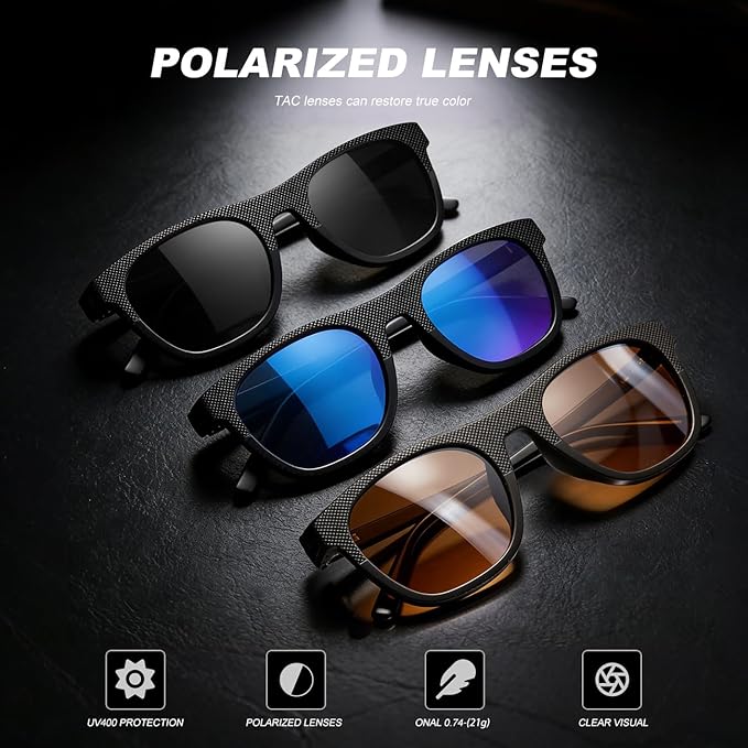 3 Pack Polarized Sunglasses for Men Women, Lightweight UV Protection Sports Sun Glasses for Driving Fishing Golf