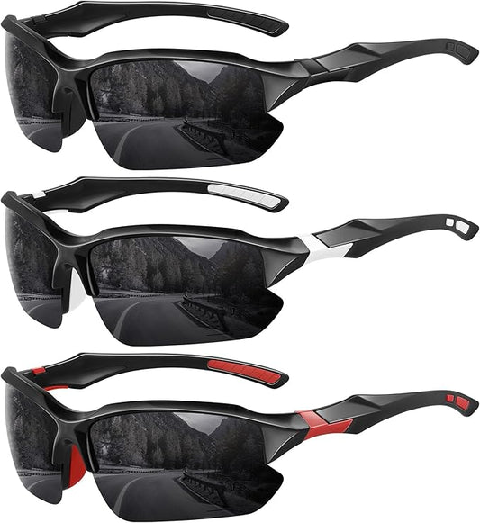 XVXV Polarized Sports Sunglasses for Men - UV Protection Half Frame Sun Glasses for Running Fishing