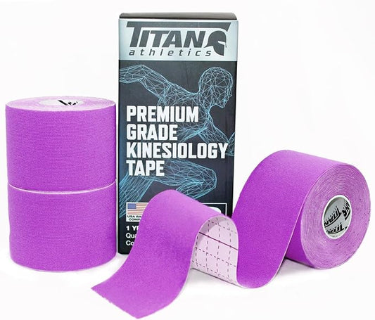 3 Rolls I Uncut I Kinesiology Tape (2 in x 16.4 ft per roll) I Premium Quality I Ideal Support for Joints and Muscles (Stretchable, Breathable & Hypoallergenic) (3 Pack, Purple)