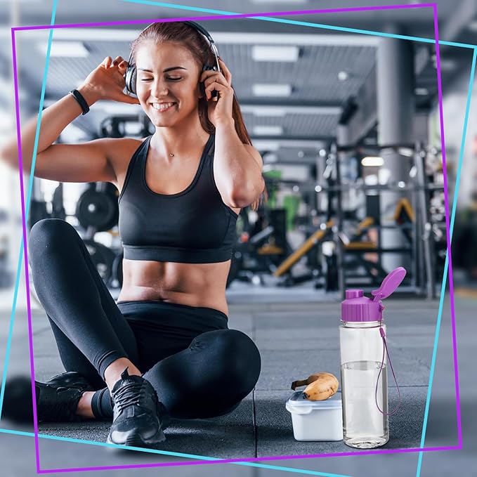 Maxcheck 30 Pieces Water Bottle Bulk 17 oz Plastic Sports Water Bottles Bulk with Handle Strap Lightweight Leakproof Drink Flip Top for Adults Fit Gym(Classic Style,Blue,Purple,Red,Coffee Color)