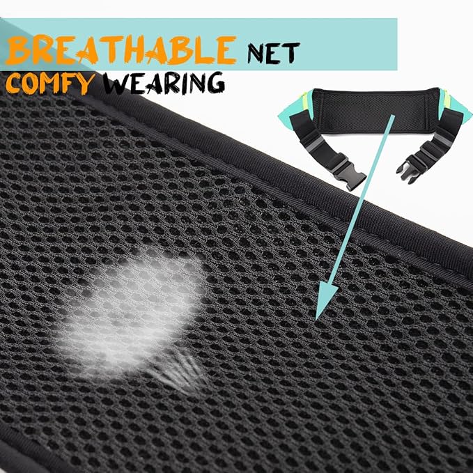 USHAKE Slim Running Belt, Workout Fanny Pack for Men Women,Exercise Waist Pack for Apple iPhone Holder, Runner Belt for Running Walking Cycling Camping Gym Mint blue