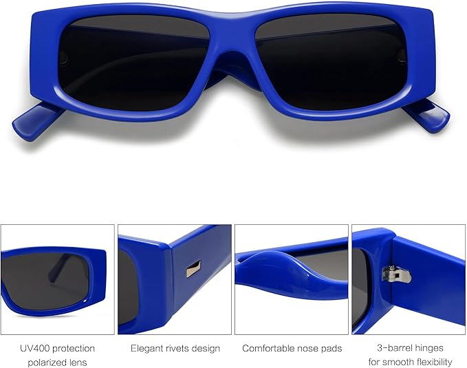 SOJOS Trendy Y2K Rectangle Polarized Sunglasses for Women Men Fashion Designer Rave Sunglasses SJ2228