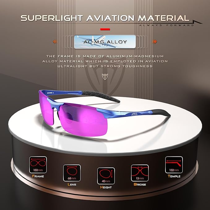 ATTCL Men's Fashion Driving Polarized Sunglasses for Men - Al-Mg metal Ultralight Frame
