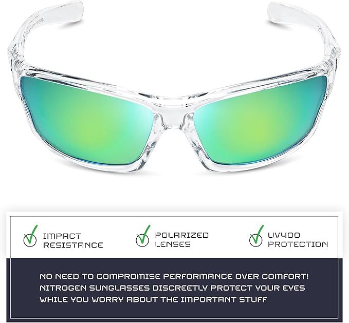 Nitrogen Polarized Wrap Around Sport Sunglasses for Men Women UV400 Driving Fishing Running Sun Glasses