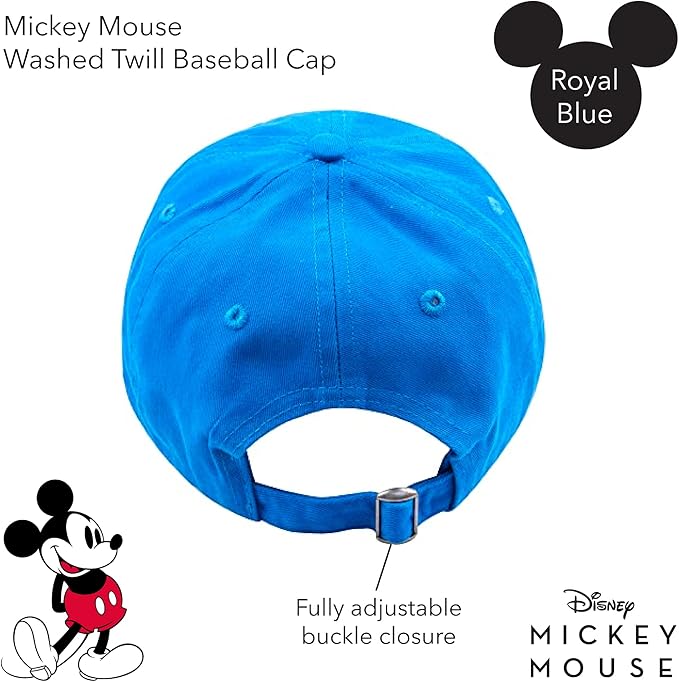 Disney Mickey Mouse Baseball Hat, Washed Twill Cotton Adjustable Dad Cap