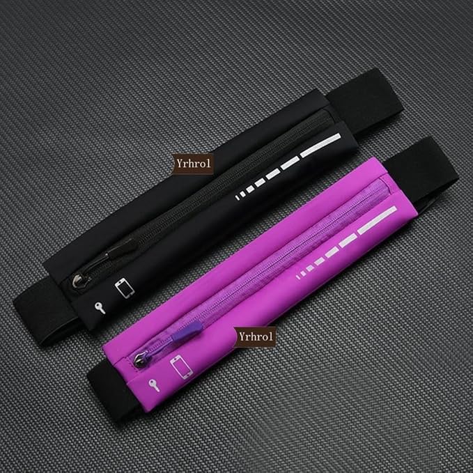 2 Pack Running Belt Slim Pack for Women Men, Phone Holder Runners Pouch Waist Belt for Workout Jogging, Money Belt Running Gift Gear Accessories, Black, One Size, Fashion (Black)