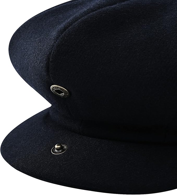 Men Wool Blend 8 Panel Newsboy Cap Tweed Cabbie Hat Snap Brim