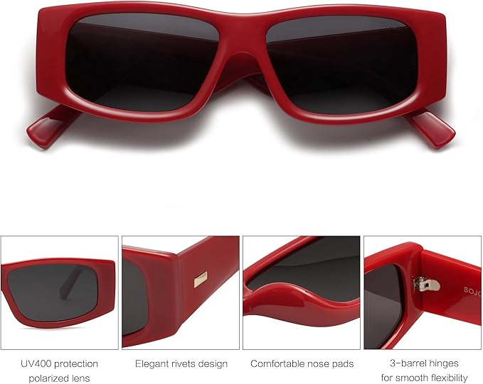 SOJOS Trendy Y2K Rectangle Polarized Sunglasses for Women Men Fashion Designer Rave Sunglasses SJ2228