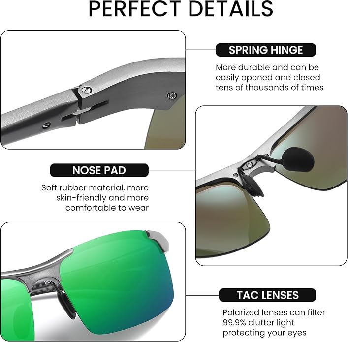 DUCO Mens Sunglasses Polarized Sports Fishing Running Driving Carbon Fiber Sunglasses for Men UV400 Protection DC8277