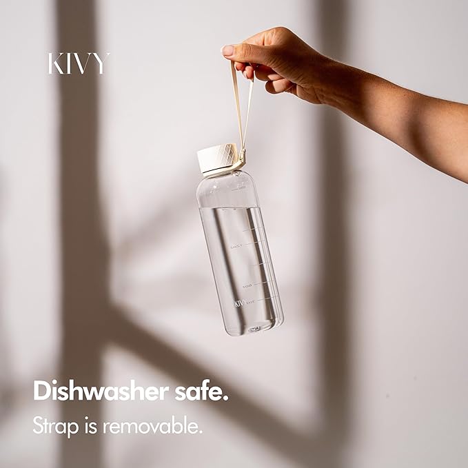 KIVY Slim Water Bottle 22oz [Lightweight & Shatterproof] Leak Proof Bottle for Women & Men - Clear plastic water bottle no straw - Dishwasher Safe Tritan Bottle BPA Free