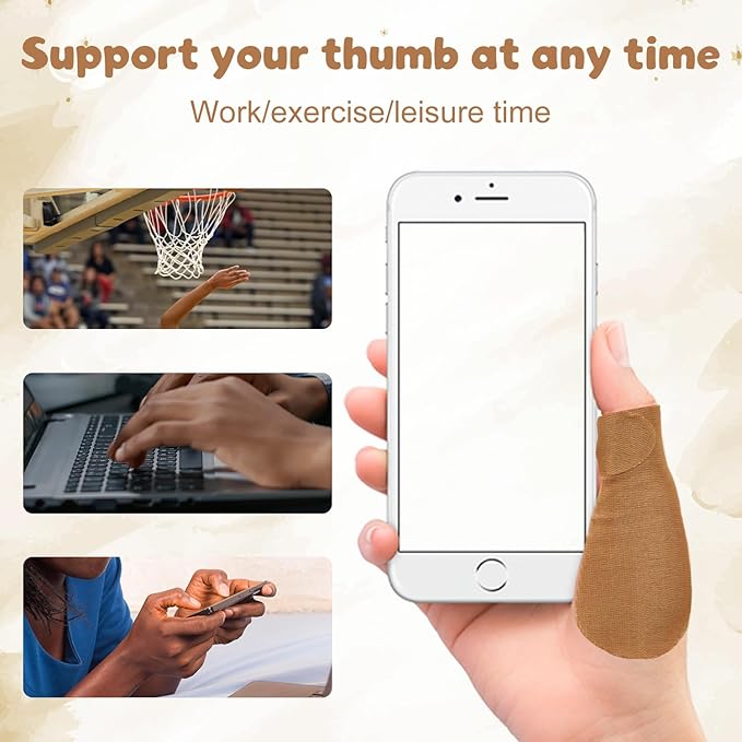 20pcs Precut Thumb Support Tape, Self Adhesive Toe Patches Finger Bandages Supplies for Sport Housework, Elastic Cotton Protecting Strap