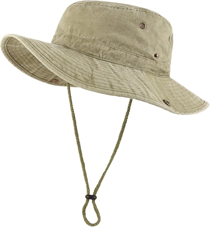 Zylioo XXL Boonie Sun Hats Washed,Oversized Wide Floppy Brim Hiking Hat for Big Heads,Large Cooling Hats with Chin Strap