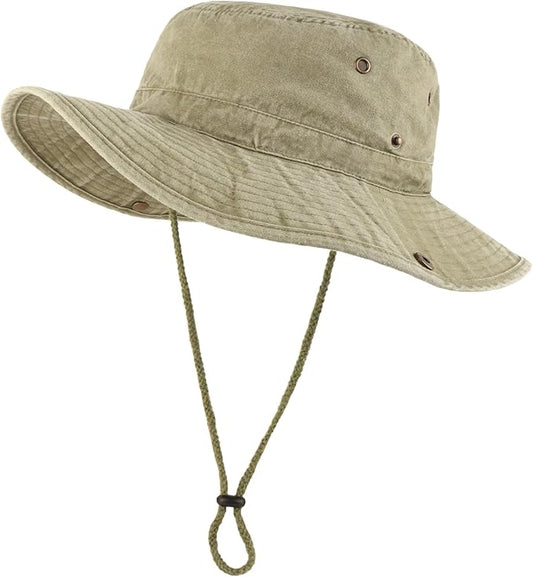 Zylioo XXL Boonie Sun Hats Washed,Oversized Wide Floppy Brim Hiking Hat for Big Heads,Large Cooling Hats with Chin Strap