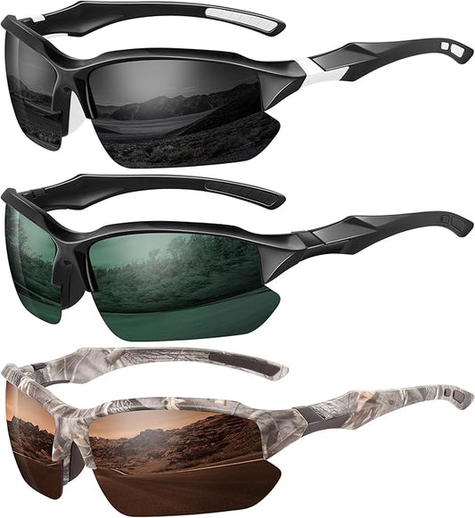 XVXV Polarized Sports Sunglasses for Men - UV Protection Half Frame Sun Glasses for Running Fishing