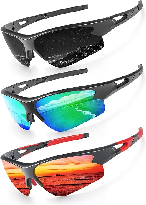 KALIYADI Sports Sunglasses for Men, Polarized Sun Glasses for Men Women Youth Baseball Softball with UV Protection