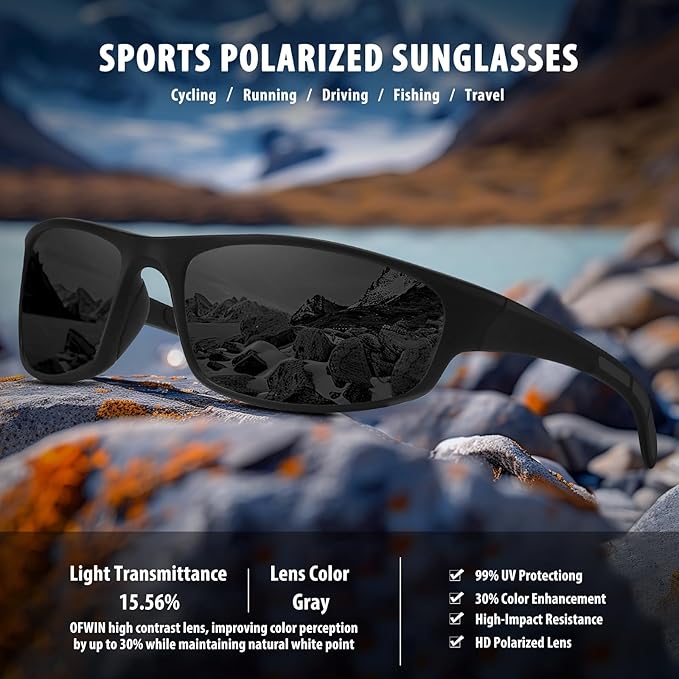 Sports Polarized Sunglasses for Men Women Wrap Around Sun Glasses Fishing Cycling Driving Running UV Protection