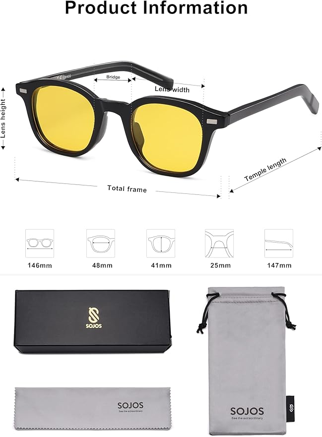 SOJOS Retro Square Sunglasses for Women Men Vintage Shades UV Protection Sunnies SJ2316