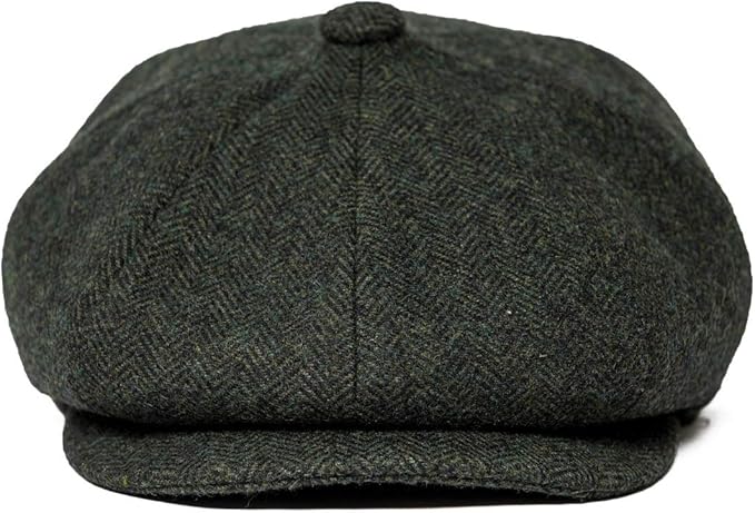 Men Wool Blend 8 Panel Newsboy Cap Tweed Cabbie Hat Snap Brim