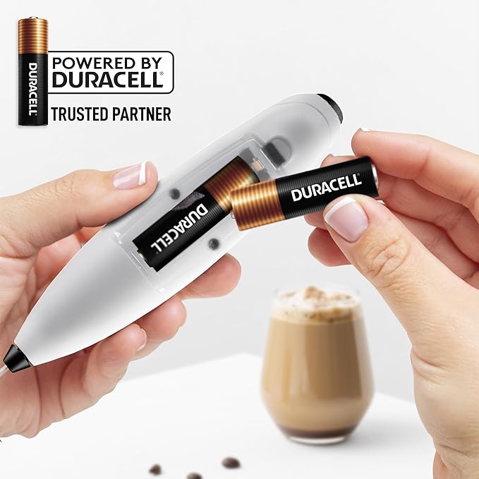 Zulay Kitchen Tornado Whisk Milk Frother with 4 AA Duracell Batteries - Triple Whisk for More Power - Handheld Coffee Frother with Stand - Drink Mixer for Lattes, Matcha & Protein Shakes