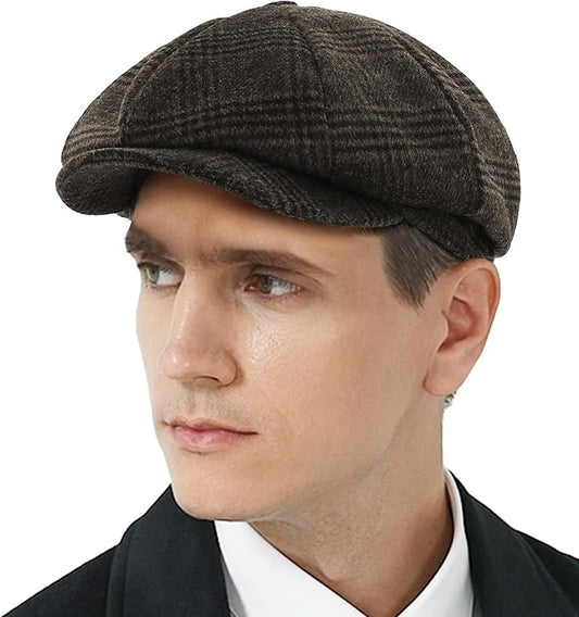 KUJUHA Wool Newsboy Cap for Men Flat Irish Cabbie Ivy Gatsby Newsboy Driving Hat Hunting Cap