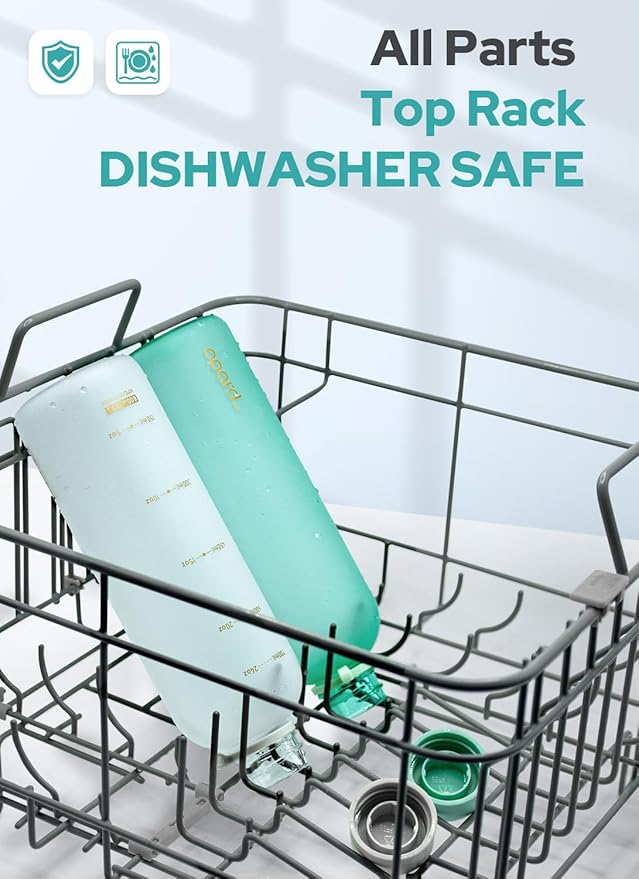 Opard Slim Water Bottle 27oz, Dishwasher Safe Plastic Water Bottle BPA-Free, Leakproof Screw Top, Aqua Green, Reusable for Travel School Sport Gym Hiking