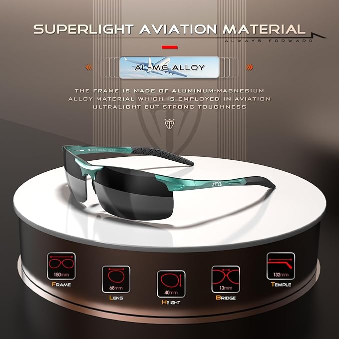 ATTCL Men's Fashion Driving Polarized Sunglasses for Men - Al-Mg metal Ultralight Frame