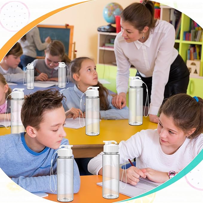 Mifoci 20 Pieces Water Bottle Bulk 17 oz Plastic Water Bottles Bulk Gym Sports Adults Reusable Large Bottles with Leak Proof Flip Top for Party Outdoor(Regular Style,White)