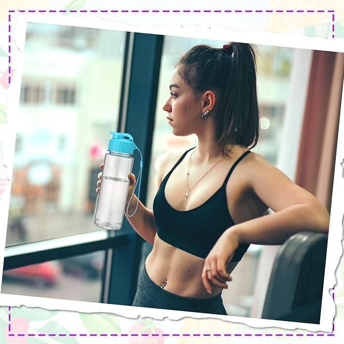 Maxcheck 30 Pieces Water Bottle Bulk 17 oz Plastic Sports Water Bottles Bulk with Handle Strap Lightweight Leakproof Drink Flip Top for Adults Fit Gym(Classic Style,Blue,Purple,Red,Coffee Color)