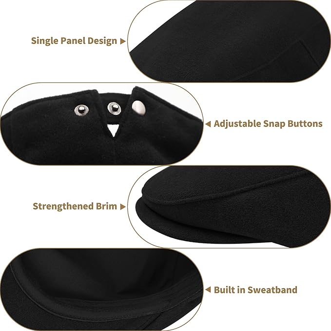 Men's Adjustable Newsboy Hat Classic Flat Gatsby Cabbie Ivy Cap for Golf Driving Winter