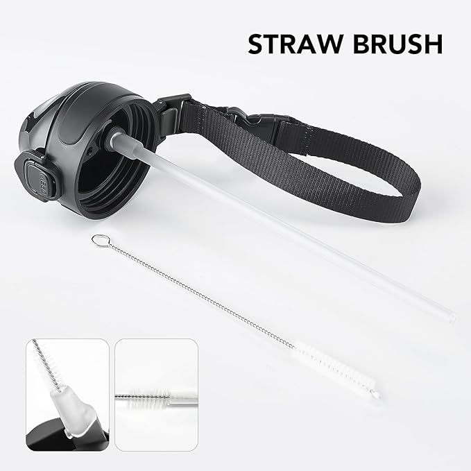 Enerbone 24 oz Insulated Water Bottle, Stainless Steel Bottle with Carrying Strap, Double-Wall Vacuum Insulation Design, Leakproof Sports Bottle with Straw, Keep Drinks Cold or Hot for Hours