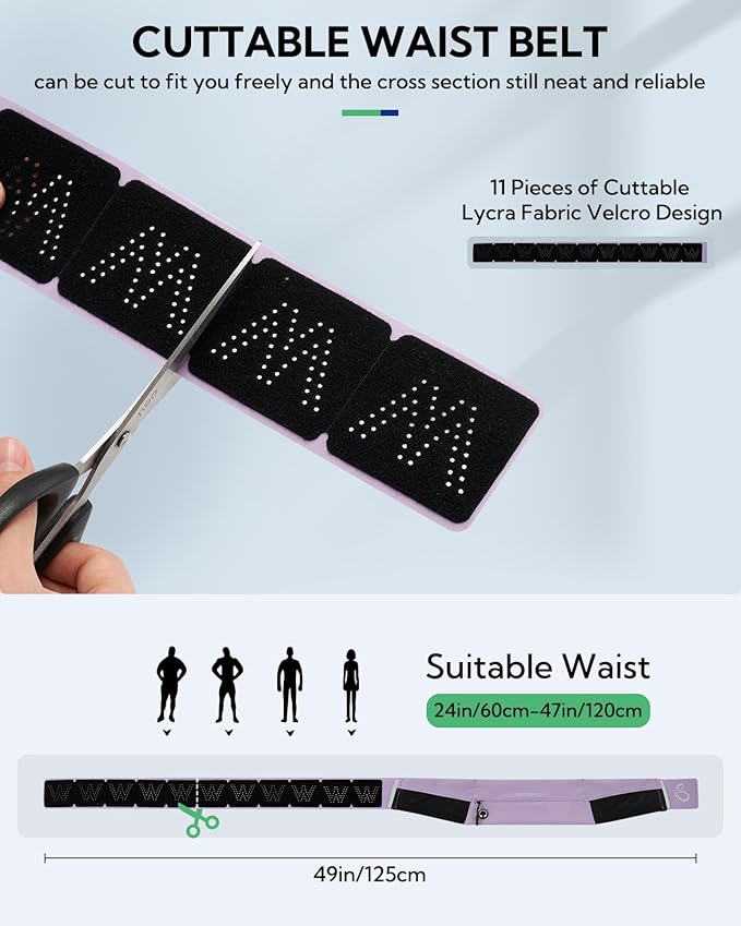 WATERFLY Running Belt Fanny Pack: Slim Waist Bag for Men Women, Workout Fitness Phone Holder for Exercise Marathon Jogging-Purple