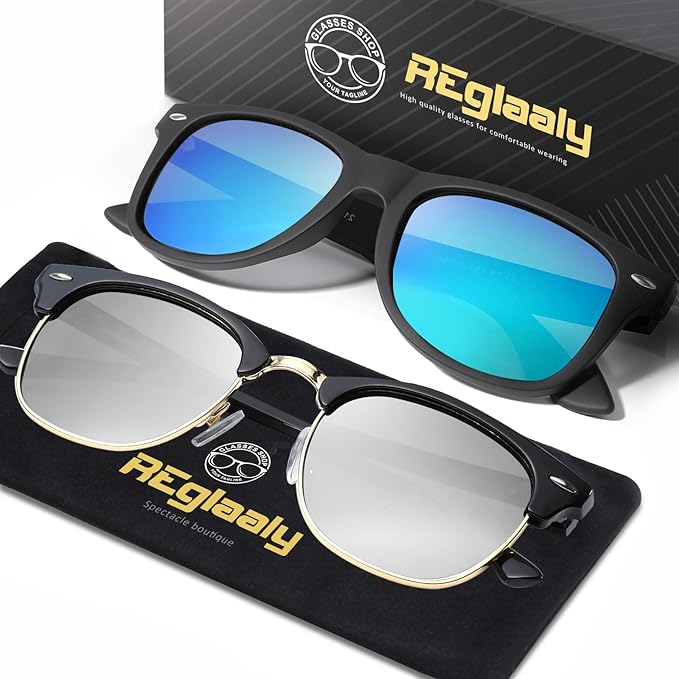 Sunglasses Men and Womens, Polarized Sunglasses for men with UV Blocking Semi-Rimless Frame for Driving & Hiking