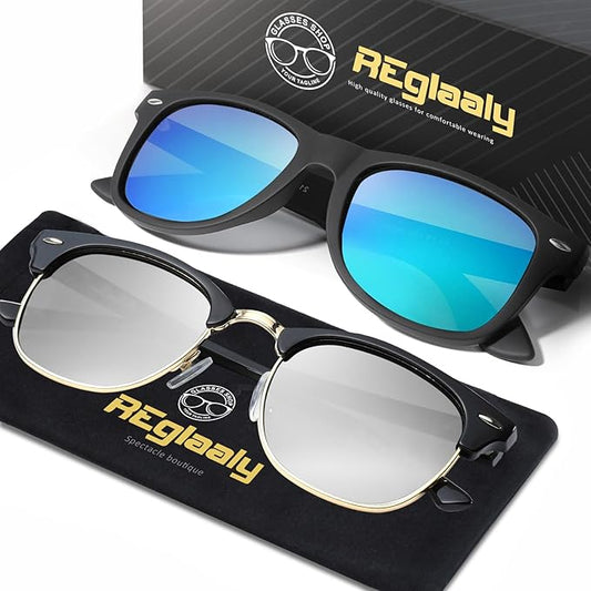 Sunglasses Men and Womens, Polarized Sunglasses for men with UV Blocking Semi-Rimless Frame for Driving & Hiking