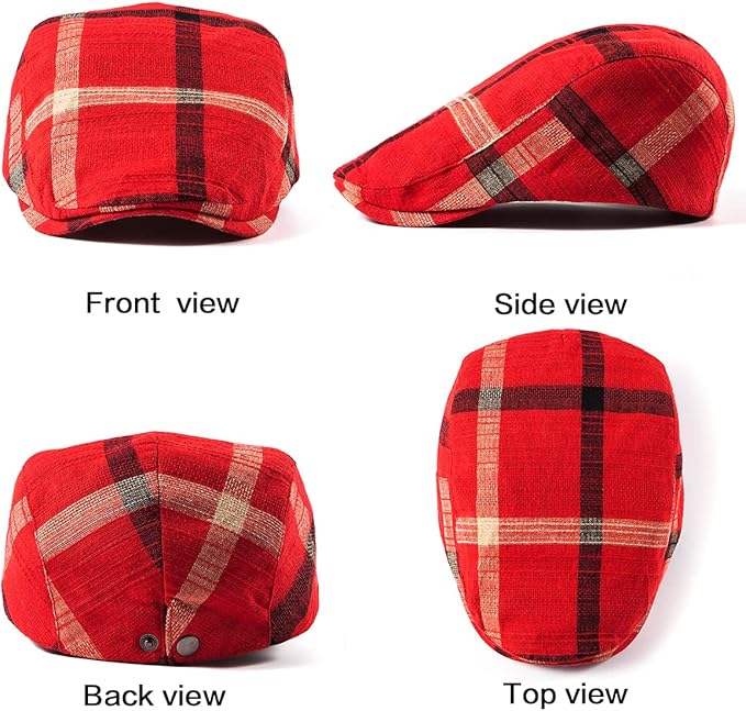 LADYBRO 2Pack Unisex Flat Cap Newsboy Hats for Men Women, Summer Casual Adjustable