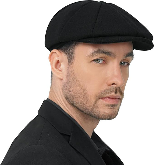 POUDAY Wool Blend Newsboy Cap for Men Irish Cap Newsboy Hat Newsies Cabbie Hat