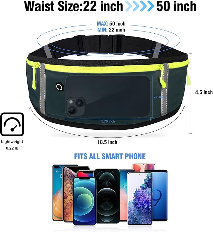 Running Belt Waist Fanny Pack: Slim Phone Holder Workout Pouch for Walking JoggingDark Green